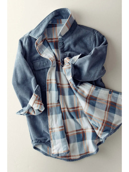 Plaid Lined Corduroy Flannel Shacket