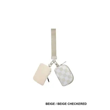 Dual Pouch Wristlet Keychain Wallet