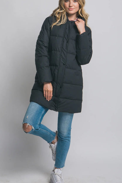 Hooded Long Quilted Puffer Coat