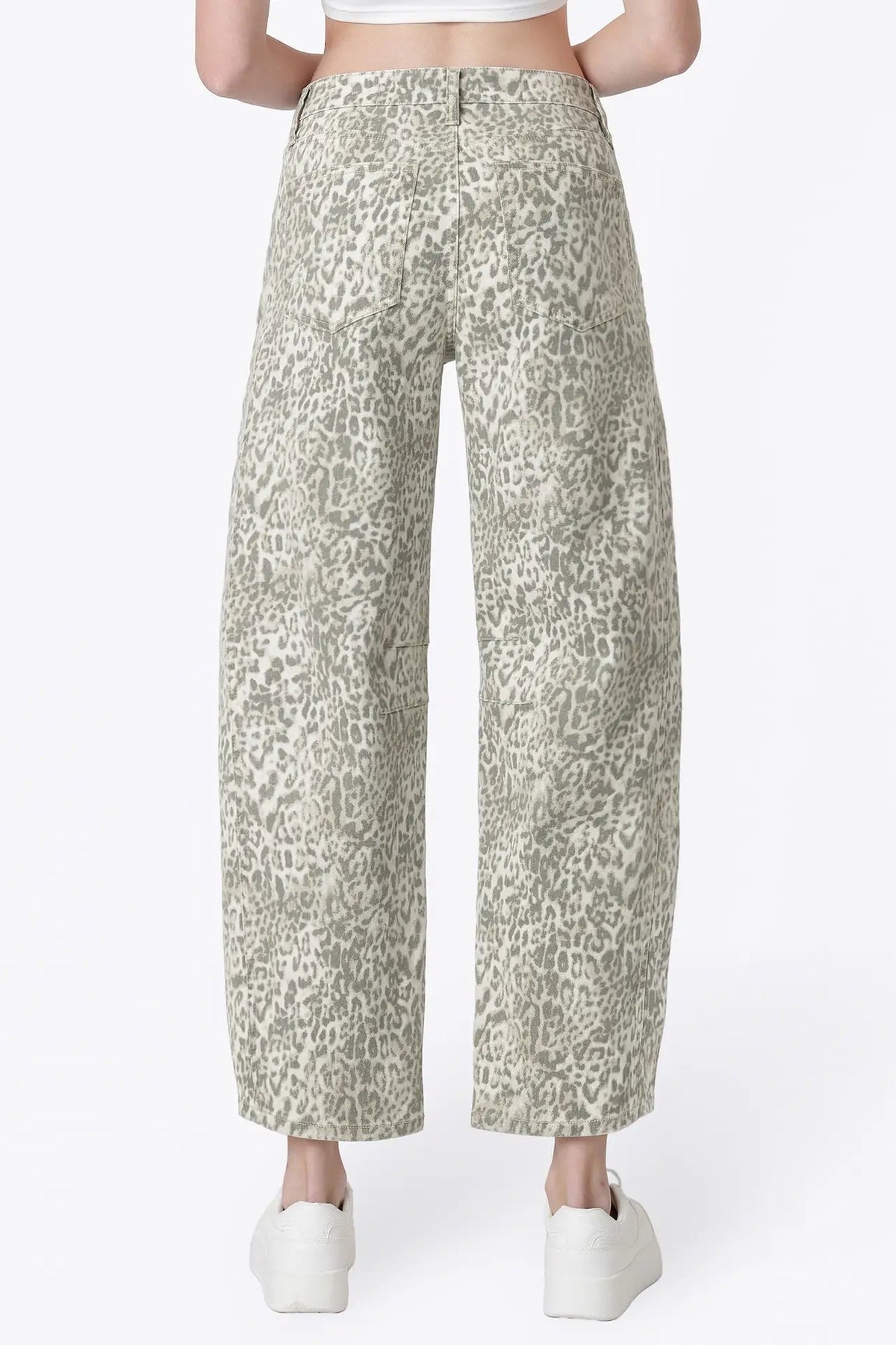 backside view of leopard jeans 