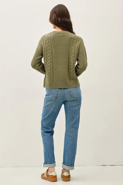 Classic Cable Knit Crewneck Sweater