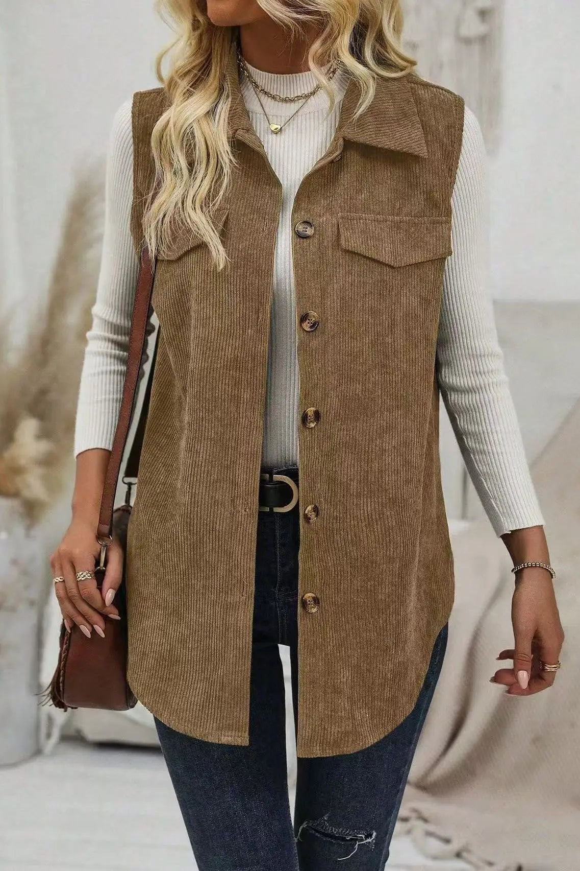 Corduroy Buttoned Vest