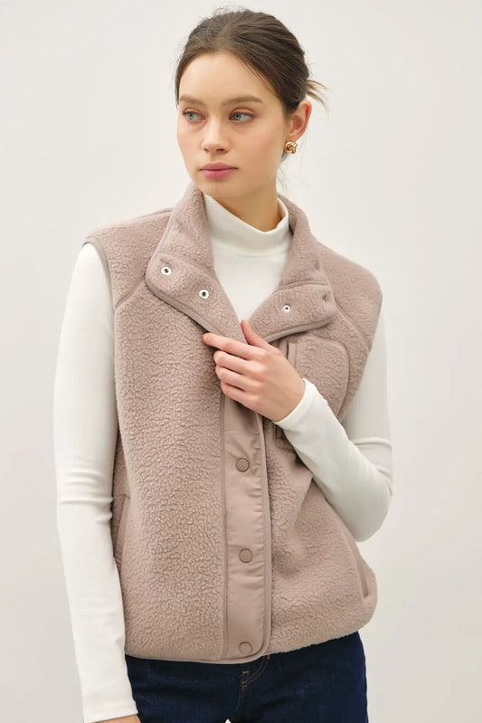 woman with fleece vest