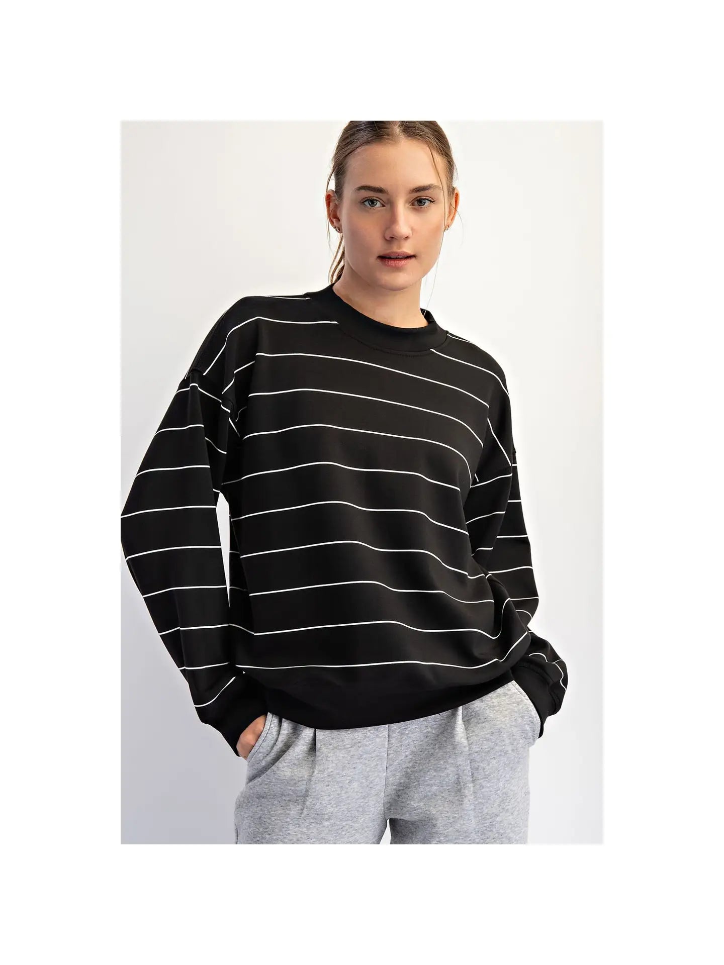 Modal Scuba Stripe Crew Neck Top