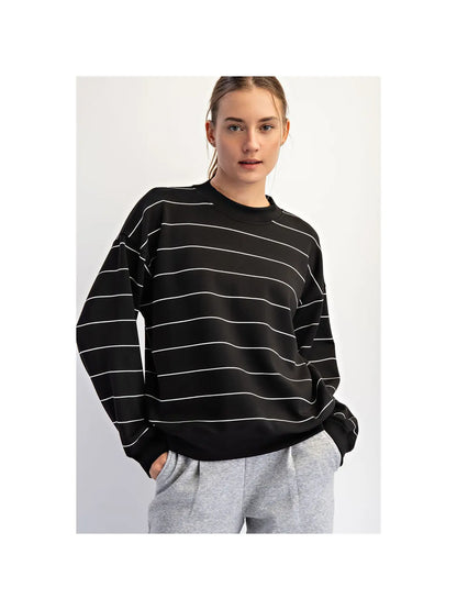 Modal Scuba Stripe Crew Neck Top