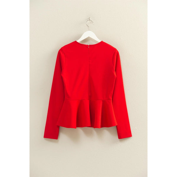 Peplum Tailored Long Sleeve Top