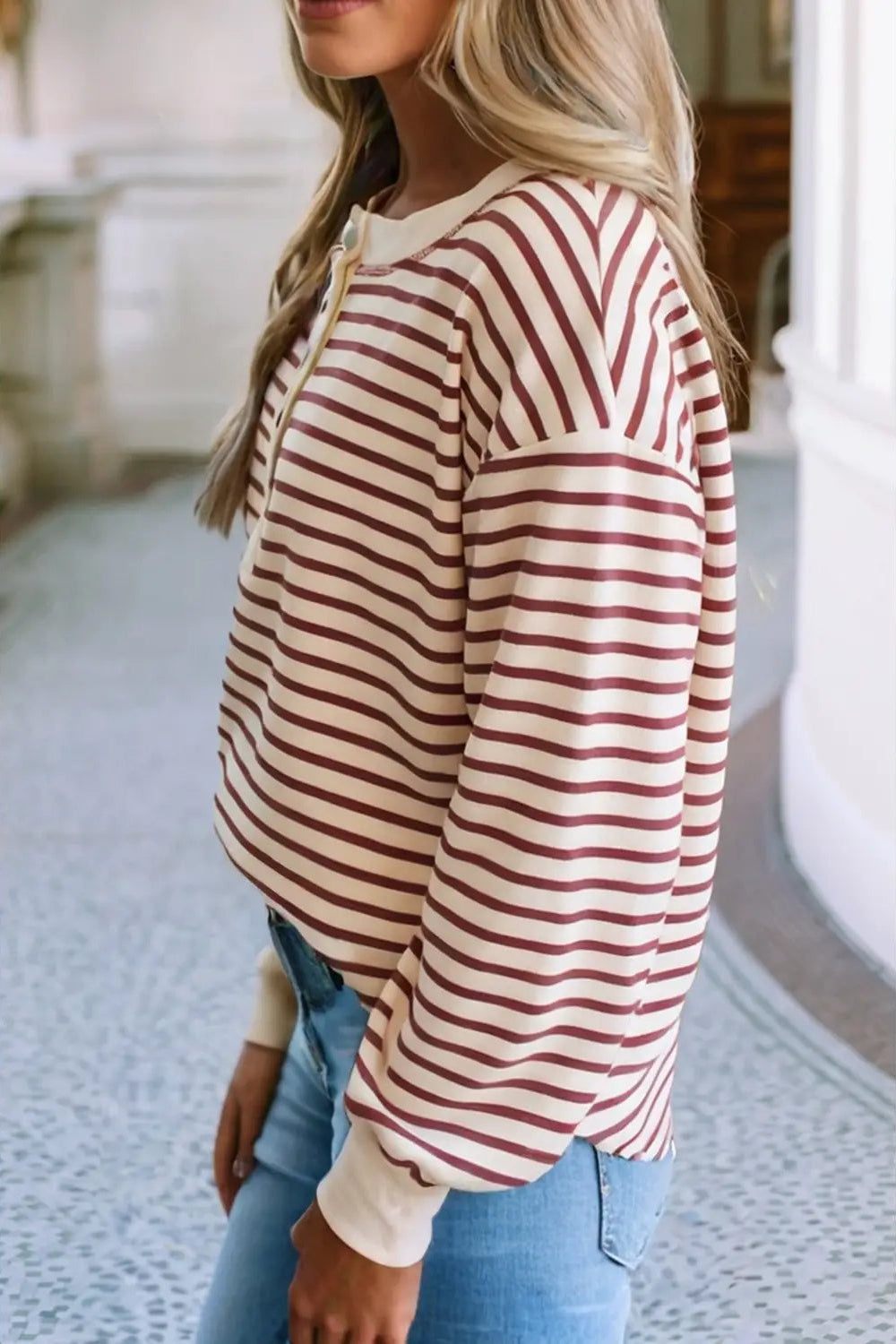Striped Button Knit