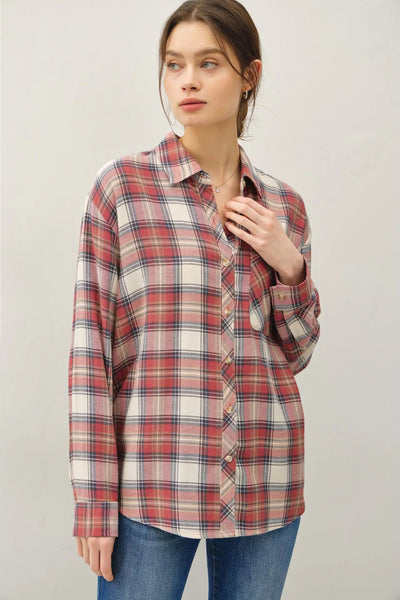 Classic Rosewood Plaid Button Up