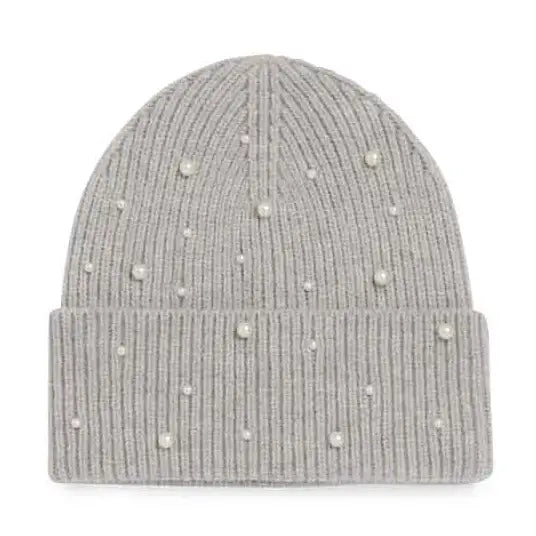 gray hat with pearls