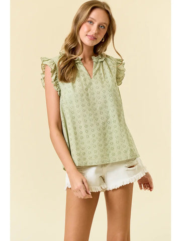 Ruffle Cap Sleeve Top