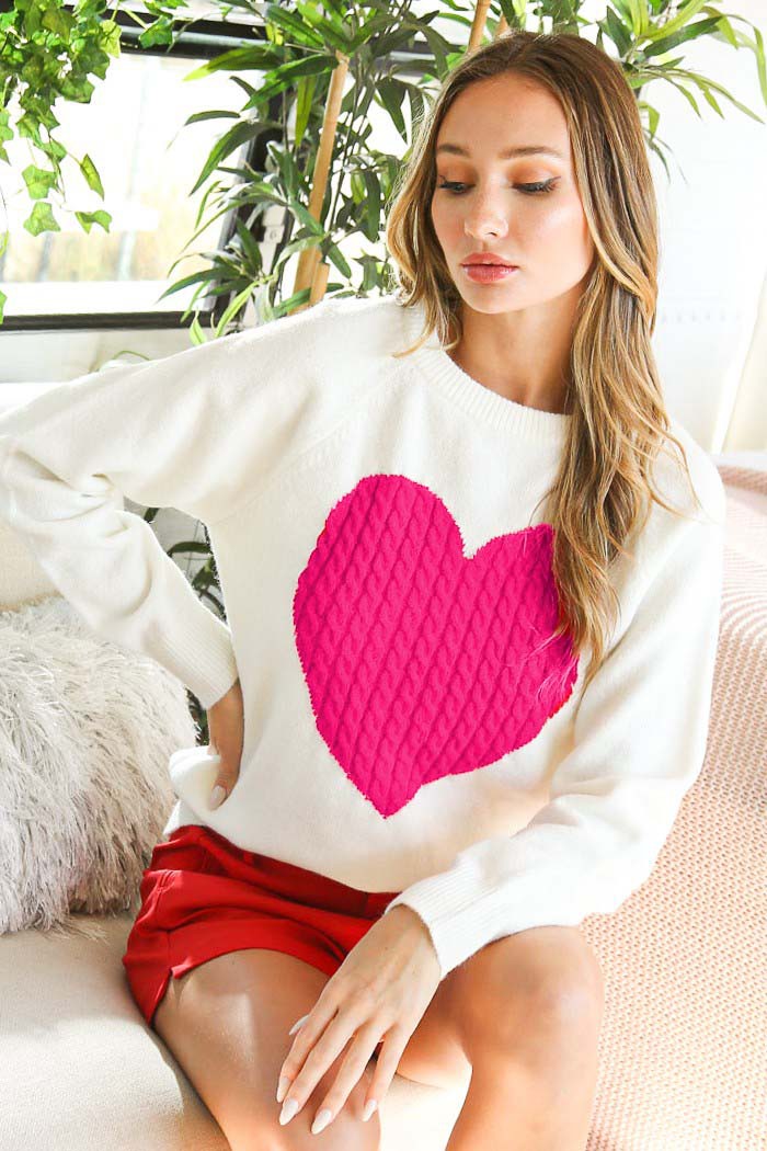 Cable Knit Heart Sweater