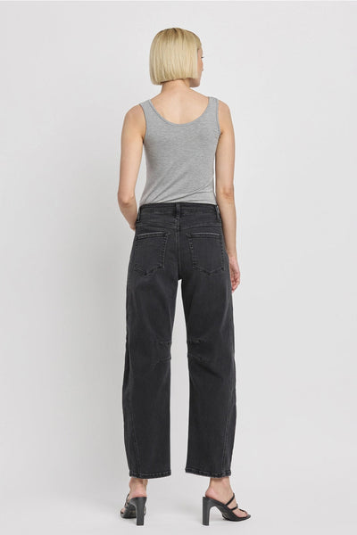 High Rise Ankle Barrel Leg Jeans
