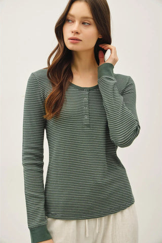 Stitched Thermal Henley Top