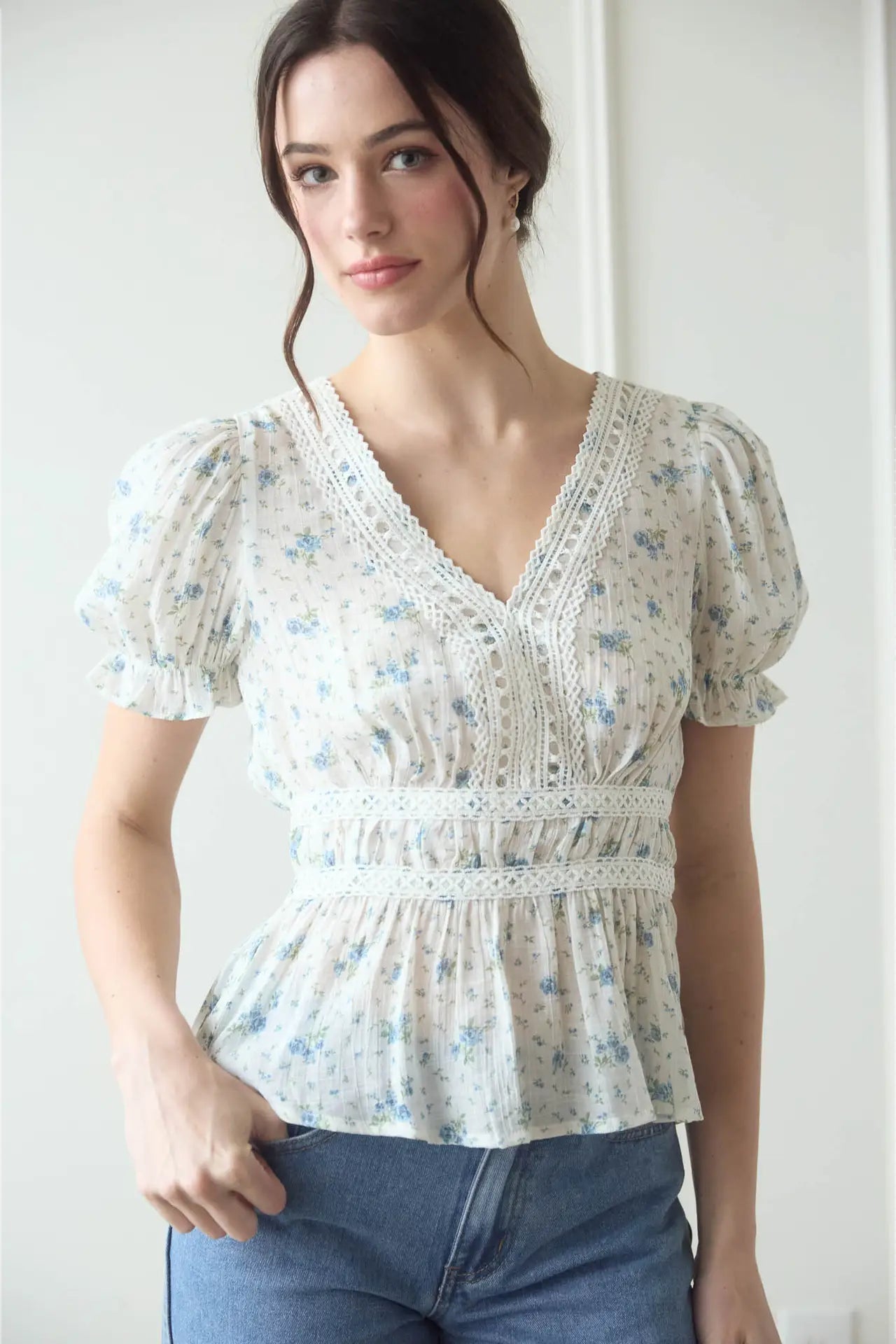 Rosewood Lace Trim Blouse