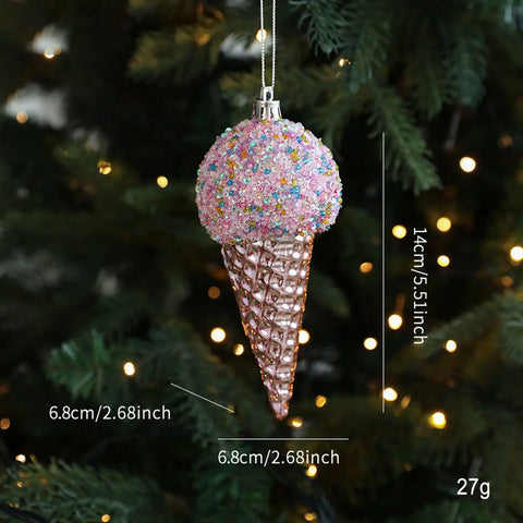 Pink Ice Cream Cone Ornament