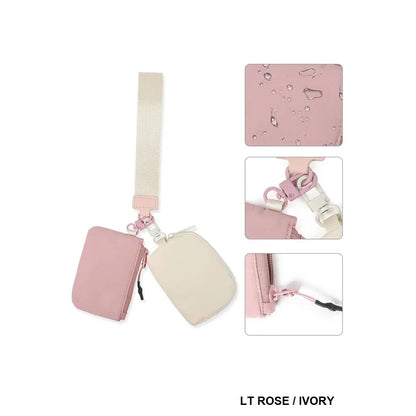 Dual Pouch Wristlet Keychain Wallet