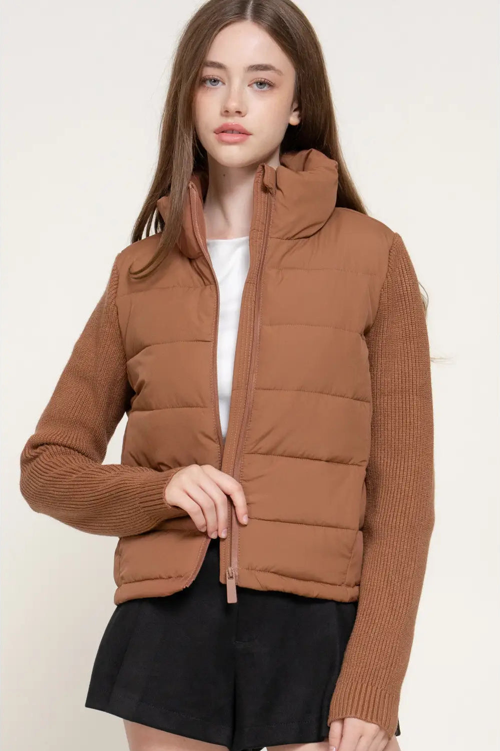 woman in puffer jacket