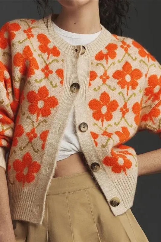 Floral Jacquard Cardigan