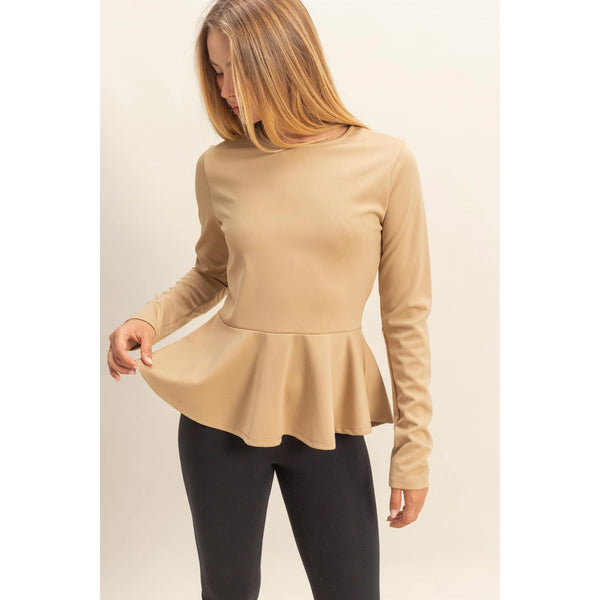 Peplum Tailored Long Sleeve Top