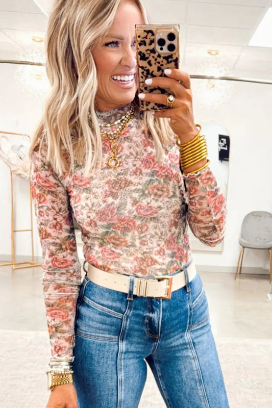 Vintage Floral Mesh Top