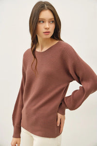 Horizontal Ribbed Long Sweater