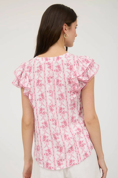 Petal Stripe Ruffle Top