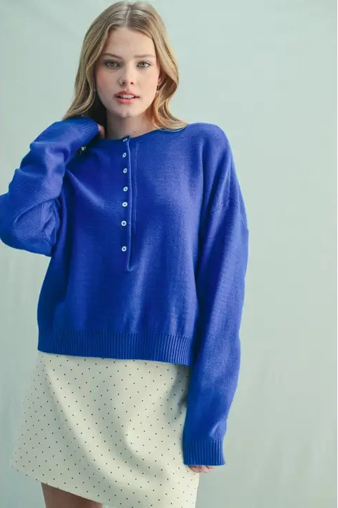 Henley Button-Up Sweater