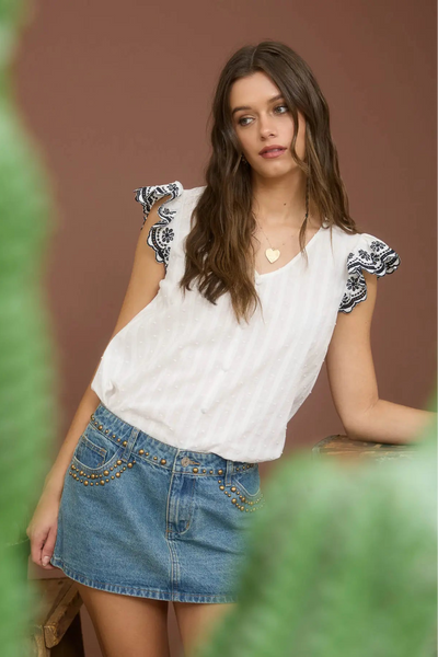 Blossom Sleeve Stripe Blouse