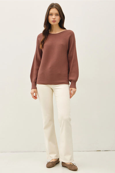 Horizontal Ribbed Long Sweater