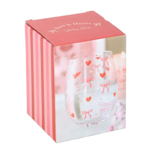 Bow and Heart Stemless Glass