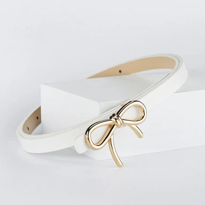 Skinny Leather Bow Belt