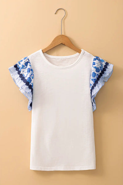 Flutter Sleeve Patchwork Blouse