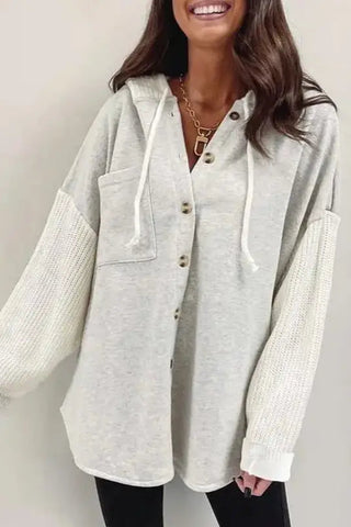 Colorblock Knit Sleeve Hoodie