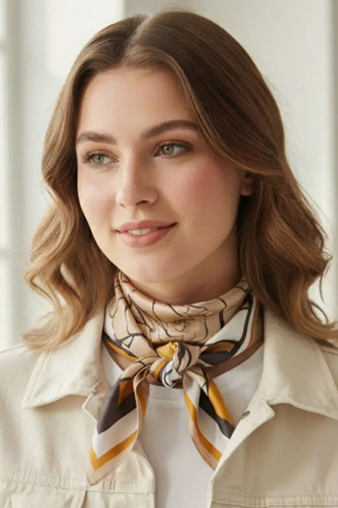 woman in silky scarf