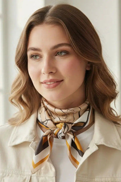 woman in silky scarf