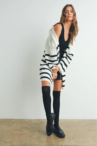 Knitted Stripe Maxi Cardigan