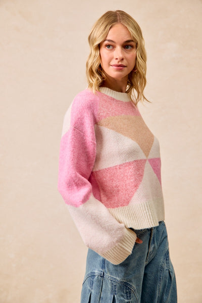 Rib Banded Colorblock Sweater