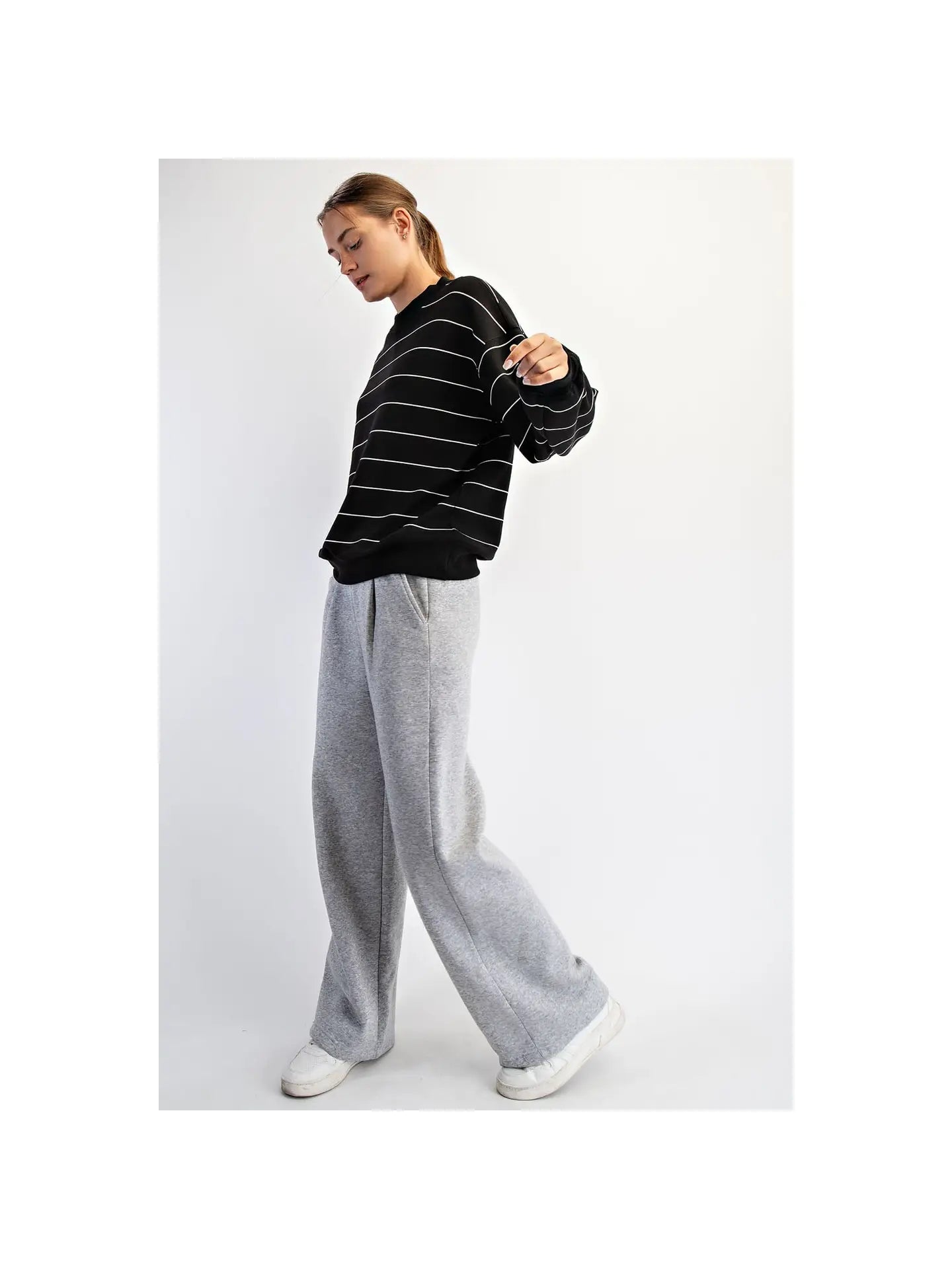 Modal Scuba Stripe Crew Neck Top