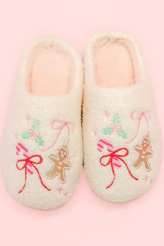 Gingerbread Bow Slippers
