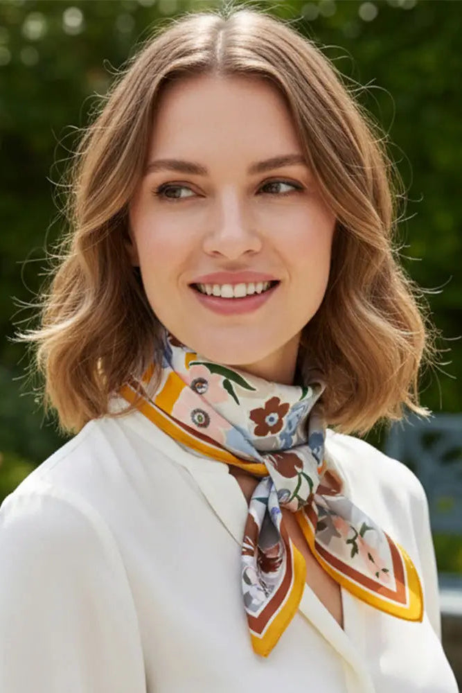 woman in silk scarf