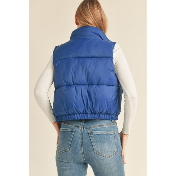 High Neck Faux Down Puffer Vest