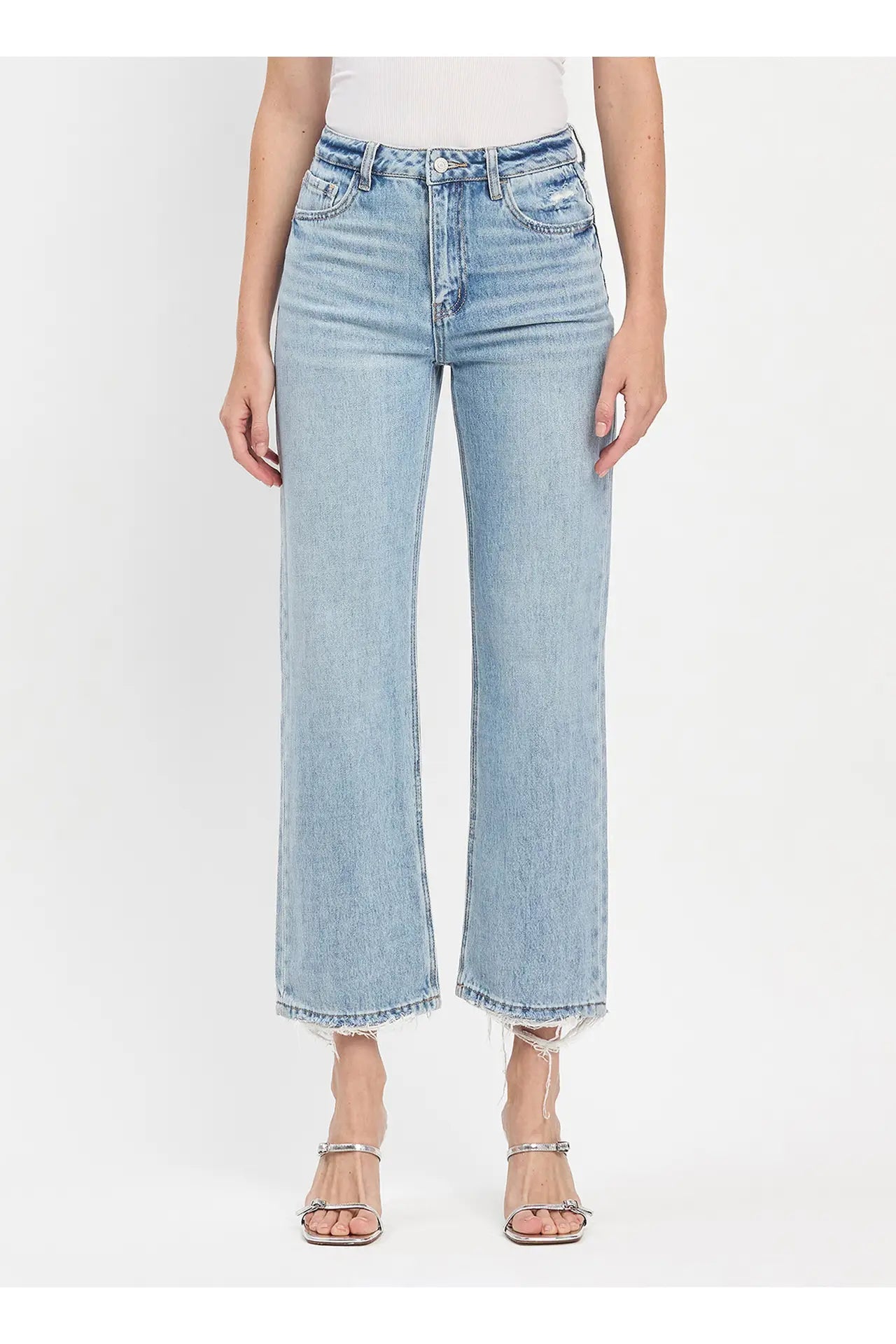 90's Super High Rise Ankle Slim Wide Jeans