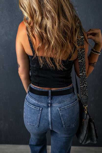 Cropped Denim Tank Top