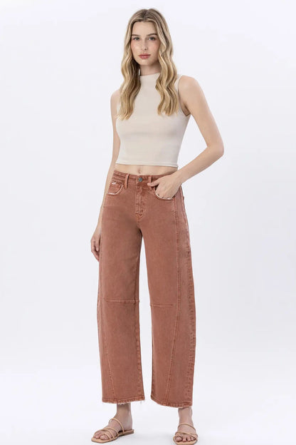 High Rise Twist Barrel Jeans