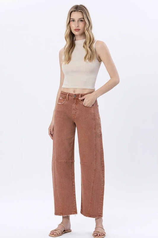 High Rise Twist Barrel Jeans