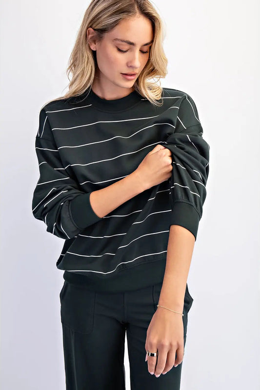 Modal Scuba Stripe Crew Neck Top