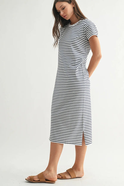 Coastal Striped Tee Dress