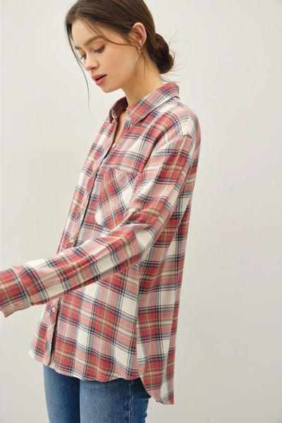 Classic Rosewood Plaid Button Up