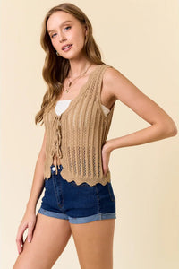 Tie Front Knitted Vest