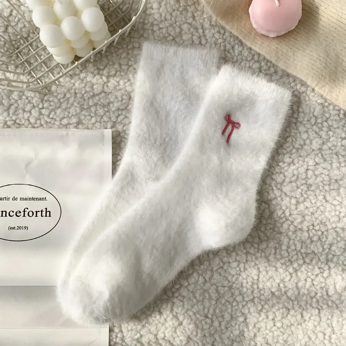 Plush Bow Socks